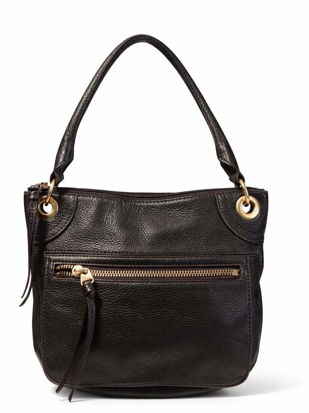 Fossil VTG Saddlebag & Top Handle Purse Pebbled Leather Crossbody Strap BLK/BRN